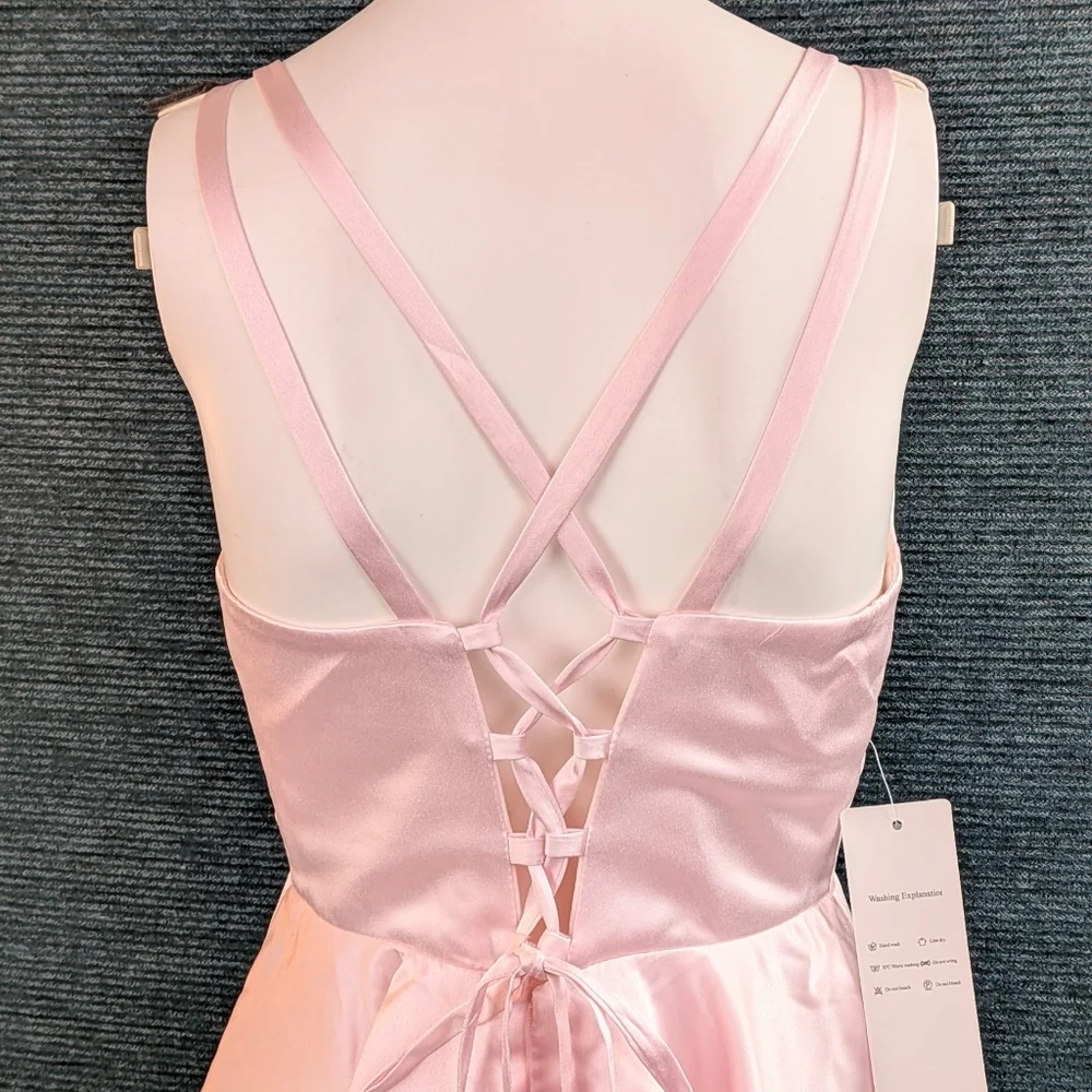 For Kitty Rescue! Pink Satin Homecoming/Prom Dress - Picture 8 of 11